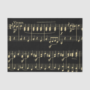 Papel De Seda Música dorada en negro