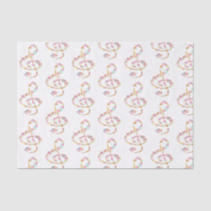 Papel De Seda música floral treble clefs