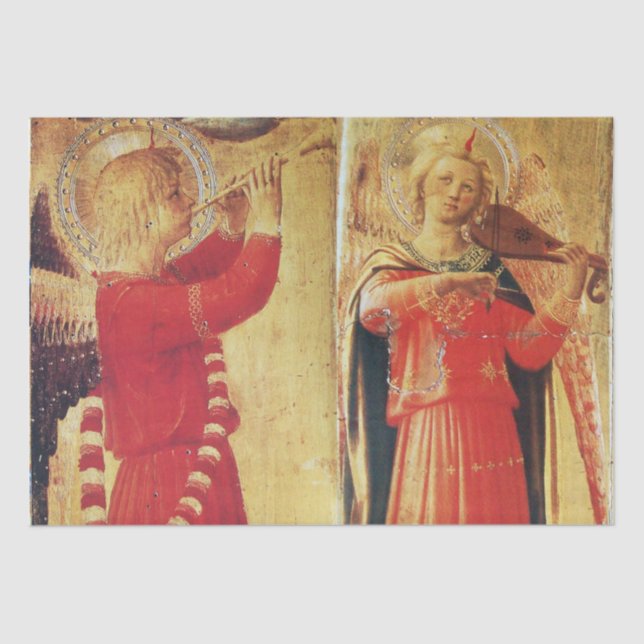 Papel De Seda MÚSICA HACIENDO ÁNGELES EN Navidades ROJOS Y DE OR (Anverso)