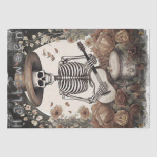 Papel De Seda Música mística Halloween Skeleton Watercolor