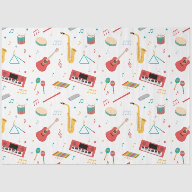 Papel De Seda Musical Instruments Music Theme Pattern (Anverso)