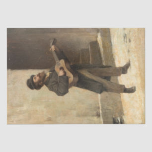 Papel De Seda Músico callejero con guitarra (por Gerolamo Induno