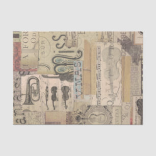 Papel De Seda Músico de guitarra de notas musicales de vintage v