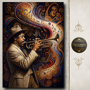 Papel De Seda Músico de Jazz Trompeta Colorido Arte Musical