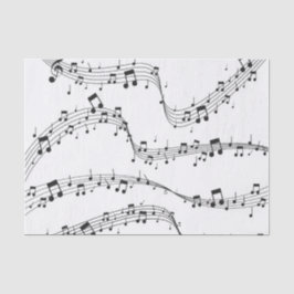 Papel De Seda Músico de patrón de notas musicales en blanco y ne