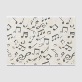 Papel De Seda Músico de patrón de notas musicales en blanco y ne