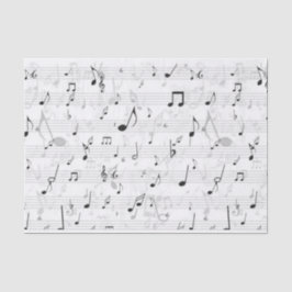 Papel De Seda Músico de patrón de notas musicales en blanco y ne