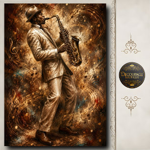 Papel De Seda Músico de Saxofón de Jazz Vintage Arte de Música D