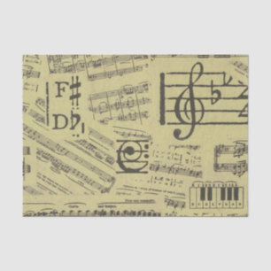 Papel De Seda Músico del patrón de nota musical de Vintage