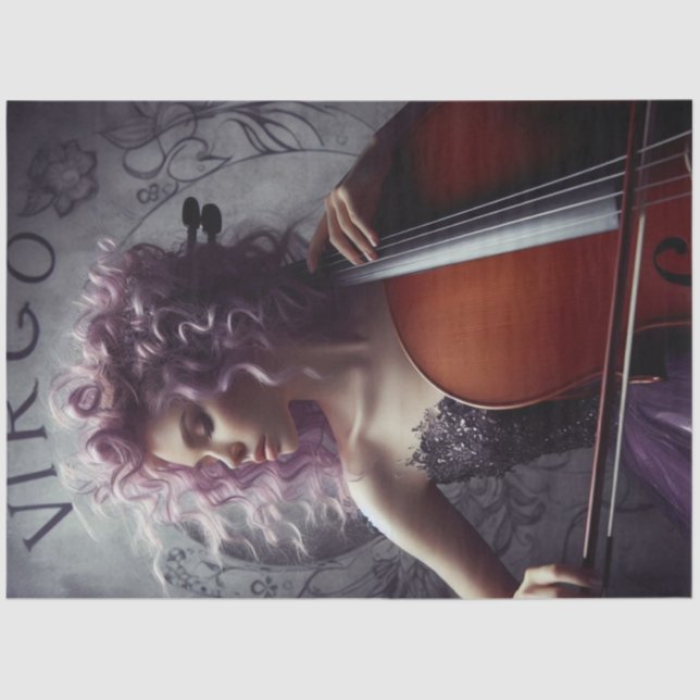 Papel De Seda Músico Virgo Zodiac Cello Decoupage (Anverso)