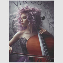 Músico Virgo Zodiac Cello Decoupage