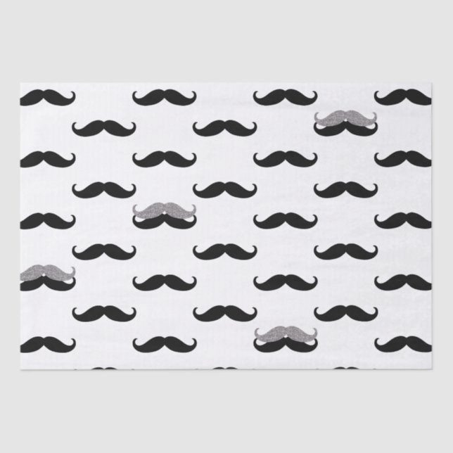 Papel De Seda Mustaches en blanco y negro (Anverso)