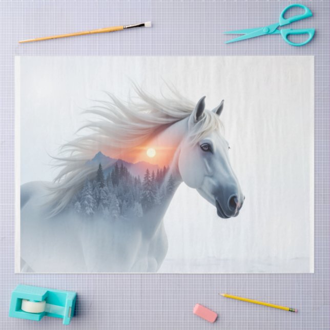 Papel De Seda Mustang Salvaje al Atardecer (Artesanía)