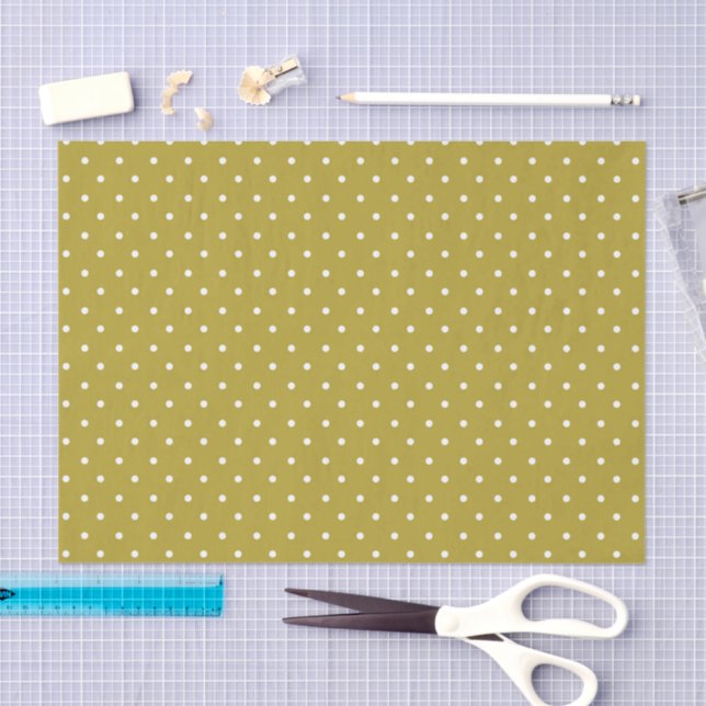 Papel De Seda  Mustard yellow white polka dots pattern  (Artesanía)
