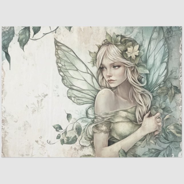 Papel De Seda Mysage Green Fairy Decoupage (Anverso)