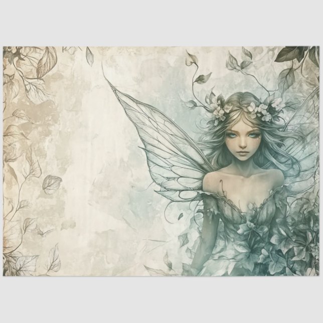 Papel De Seda Mysage Green Fairy Decoupage (Anverso)