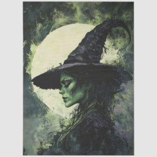 Papel De Seda Mysteria Green Witch Full Moon Decoupage