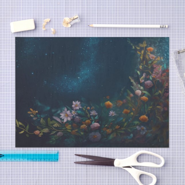 Papel De Seda Mysterious Twilight, Moth Floral Companion FLIPPED (Artesanía)