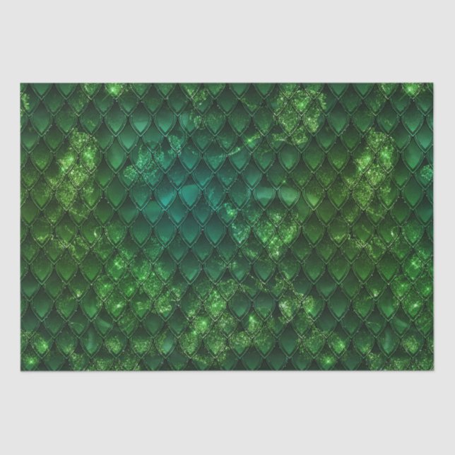 Papel De Seda Mystic Emerald Fantasy Green Dragon Scale Pattern (Anverso)