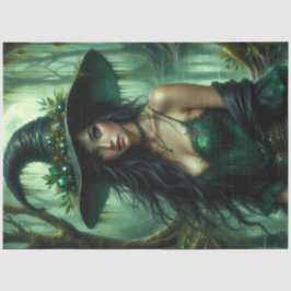 Papel De Seda Mystic Swamp Witch in Emerald Green Encantada