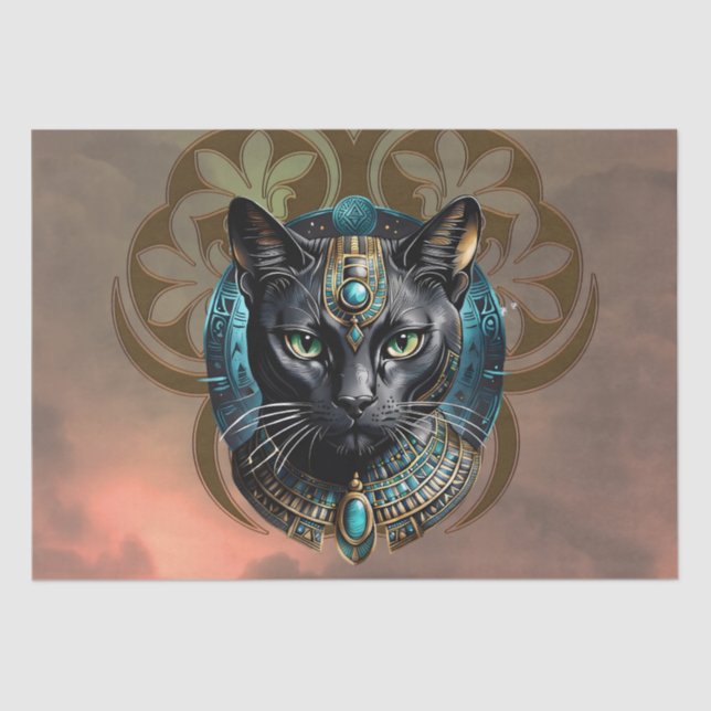 Papel De Seda Mystical cat of Egypt, black as night (Anverso)
