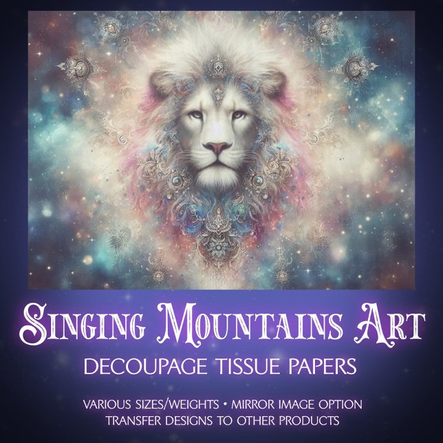 Papel De Seda Mystical Jeweled Lion and Stars Decoupage (Subido por el creador)