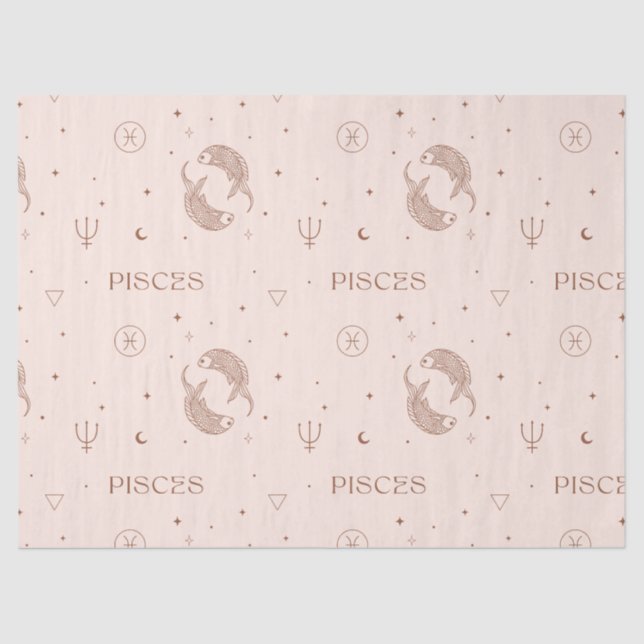 Papel De Seda Mystical Libra Zodiac Pattern in Brown & Burgundy (Anverso)