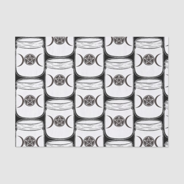 Papel De Seda Mystical Magic Moons Mason Jar Halloween Party (Anverso)