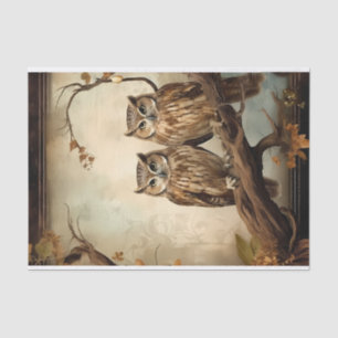 Papel De Seda Mystical Owls Sepia Style Decoupage