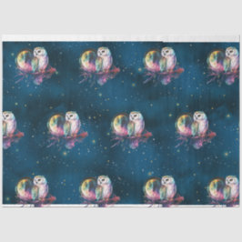Papel De Seda Mystical Rainbow Owl y Full Moon Celestial