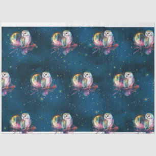 Papel De Seda Mystical Rainbow Owl y Full Moon Celestial