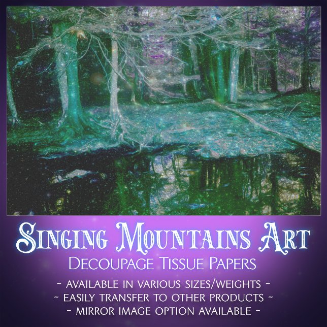 Papel De Seda Mystical Twilight Forest Refling Pond Decoupage (Subido por el creador)