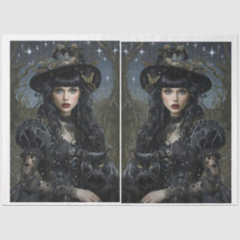 Papel De Seda Mystical Witch with cat Tissue Paper