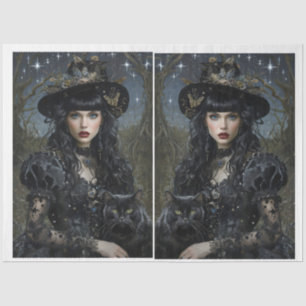 Papel De Seda Mystical Witch with cat Tissue Paper