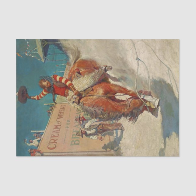 Papel De Seda N C Wyeth Pintura Occidental "El Rodeo" (Anverso)