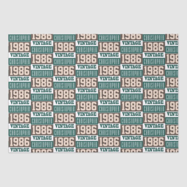 Papel De Seda Nacido en 1986 con nombre cristiano (Anverso)