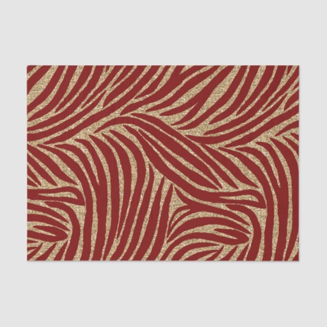 Papel De Seda Nacimiento de Zebra de Red Gold Purpurina (Anverso)