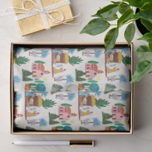 Papel De Seda Nacimiento Escena Ecru Dibujado a mano Navidad