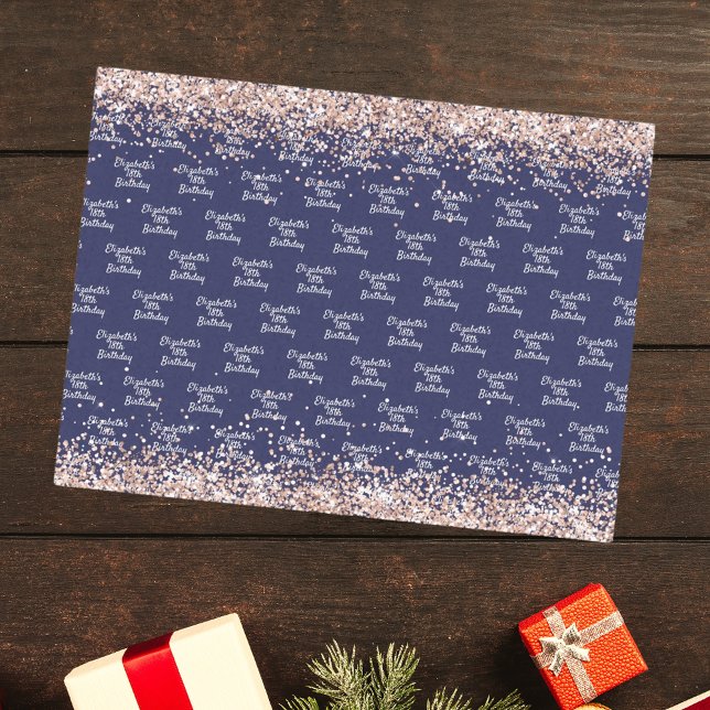 Papel De Seda Nacimiento rosa azul marino oro nombre elegante (Subido por el creador)