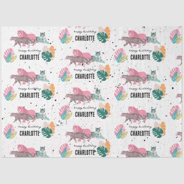 Papel De Seda Nacimiento Salvaje Fiesta de Nacimiento Jungla Ani (Anverso)