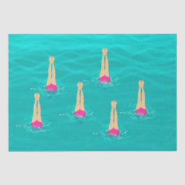 Papel De Seda Nadadores Artísticos Nadando Bajo El Agua