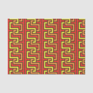 Papel De Seda Naranja amarillo rojo de la llave griega de otoño