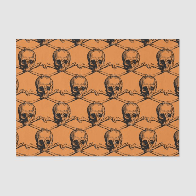 Papel De Seda Naranja Black Guay Pattern Skull Halloween party (Anverso)