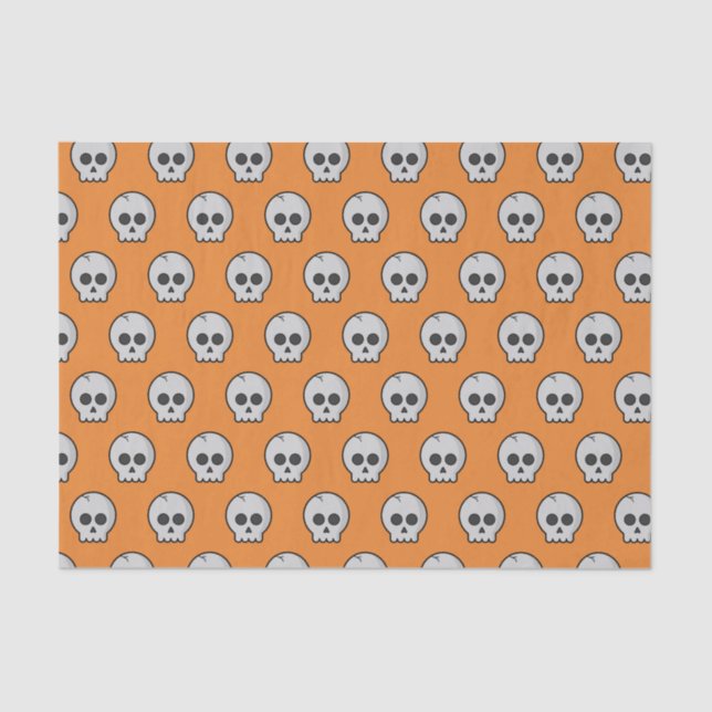 Papel De Seda Naranja Black Pattern skull Halloween (Anverso)