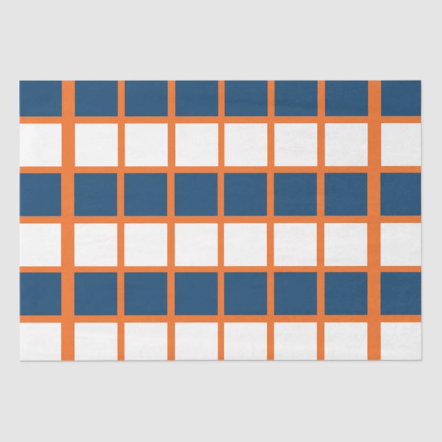 Papel De Seda Naranja Blanco Azul Cuadrados controlados Cumpleañ (Anverso)