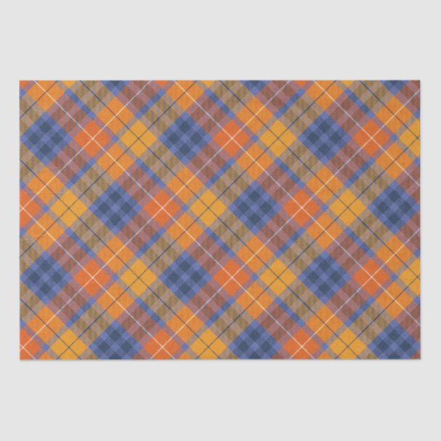 Papel De Seda Naranja Brown Purple Otumn Plaid (Anverso)