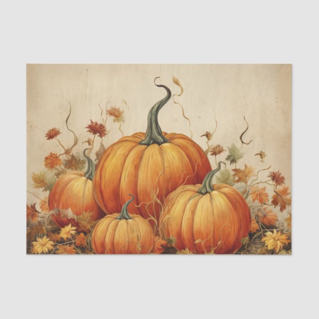 Papel De Seda Naranja Calabazas Rustic Otoño (Anverso)