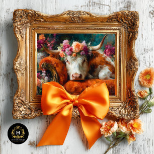 Papel De Seda Naranja Chaise Floral Cow Decoupage