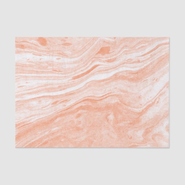 Papel De Seda Naranja Claro Y Patrón De Mármol Blanco (Anverso)