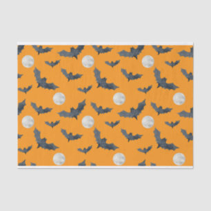 PAPEL DE SEDA NARANJA CON BAÑERA NEGRA HALLOWEEN Y LUNA COMPLETA